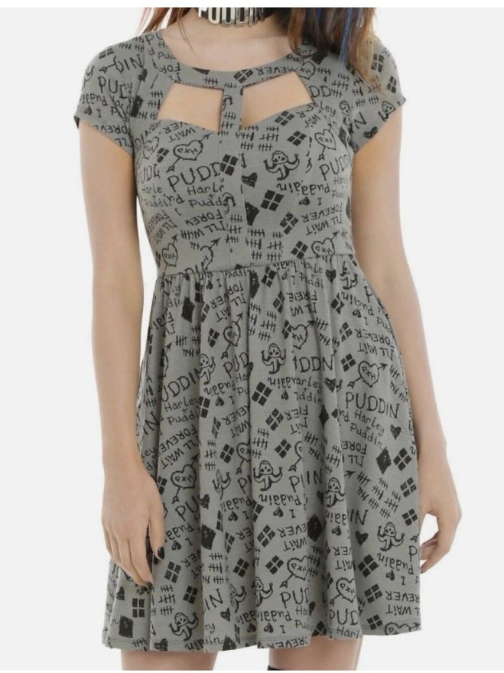 DC COMICS SUICIDE SQUAD HARLEY QUINN GRAFITTI Relationship Dress Skater Size L
